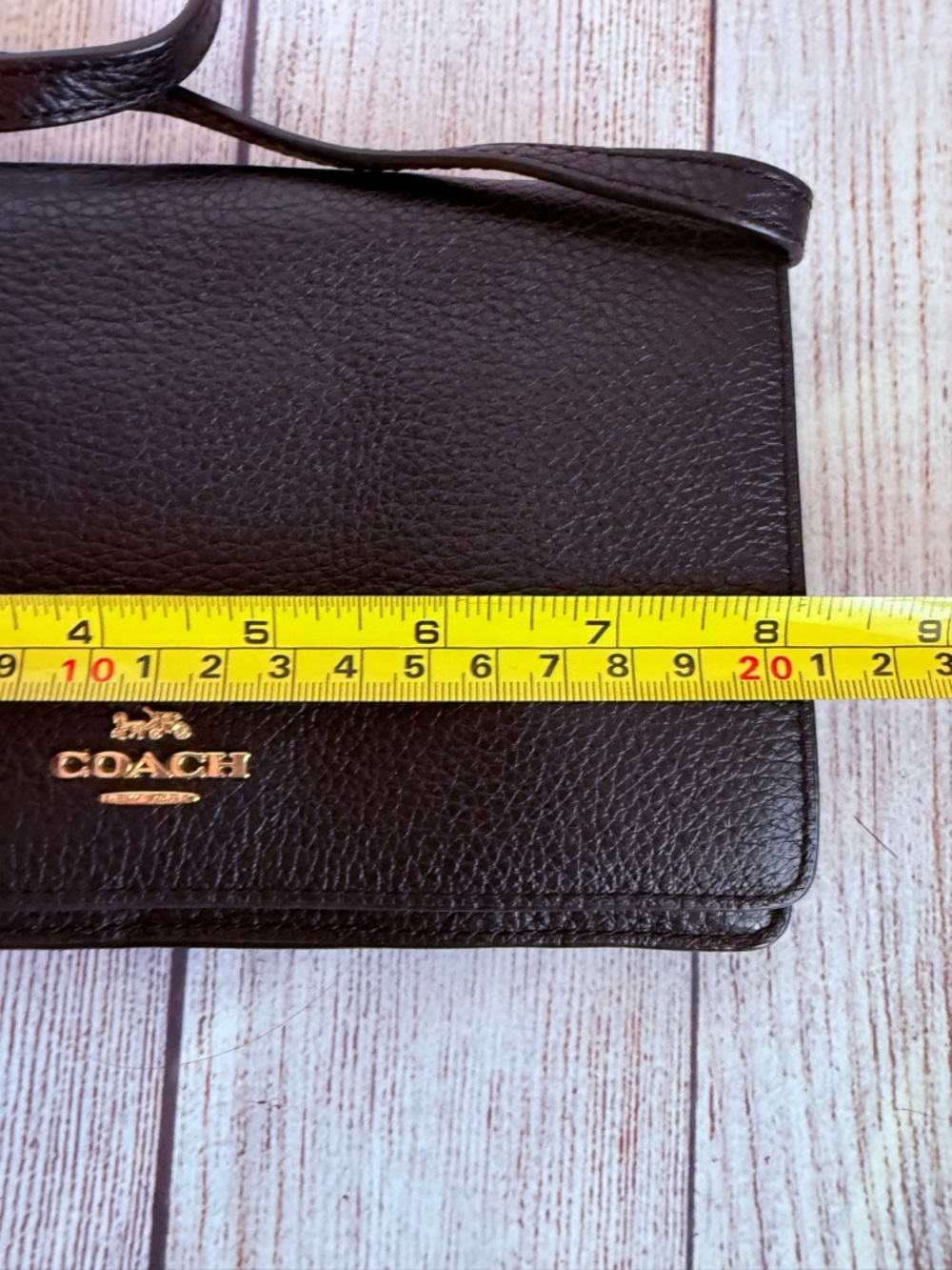 COACH Black Pebbled Leather Foldover Crossbody Purse - Picture 3 of 5
